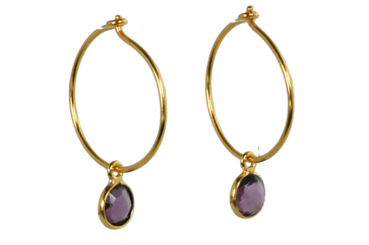 Euro Gold Gem Hoop Earrings A9B multi gems available