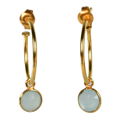 NEW! Euro Gold Gem Hoop Earrings A9a multi gems available