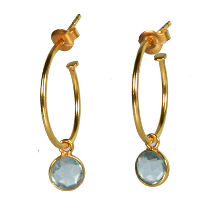 NEW! Euro Gold Gem Hoop Earrings A9a multi gems available
