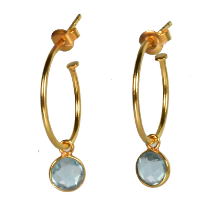NEW! Euro Gold Gem Hoop Earrings A9a multi gems available