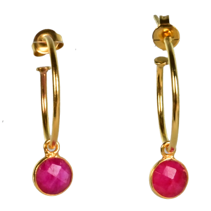 NEW! Euro Gold Gem Hoop Earrings A9a multi gems available