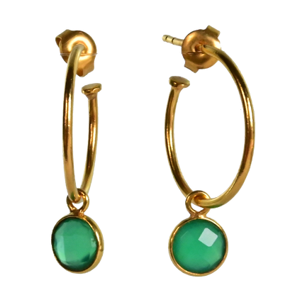 NEW! Euro Gold Gem Hoop Earrings A9a multi gems available