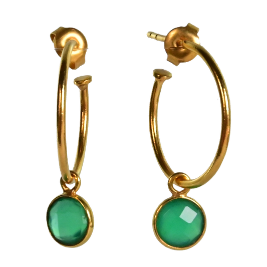 NEW! Euro Gold Gem Hoop Earrings A9a multi gems available