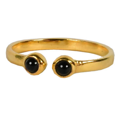 Euro Gold Cuff Ring Open size with gems A33