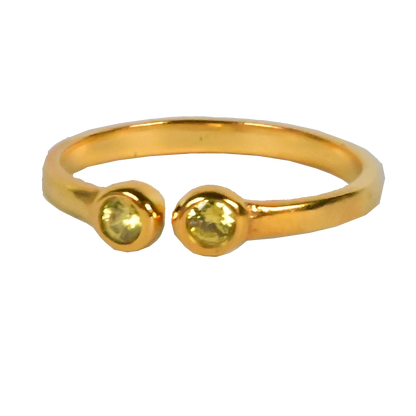 Euro Gold Cuff Ring Open size with gems A33