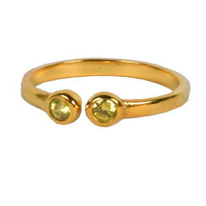 Euro Gold Cuff Ring Open size with gems A33