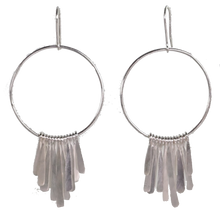 Silver Wash Tassel Hoop Earrings C15