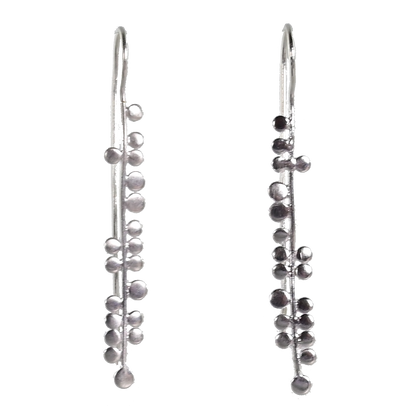 Silver Wash Fern Stem Earrings C66