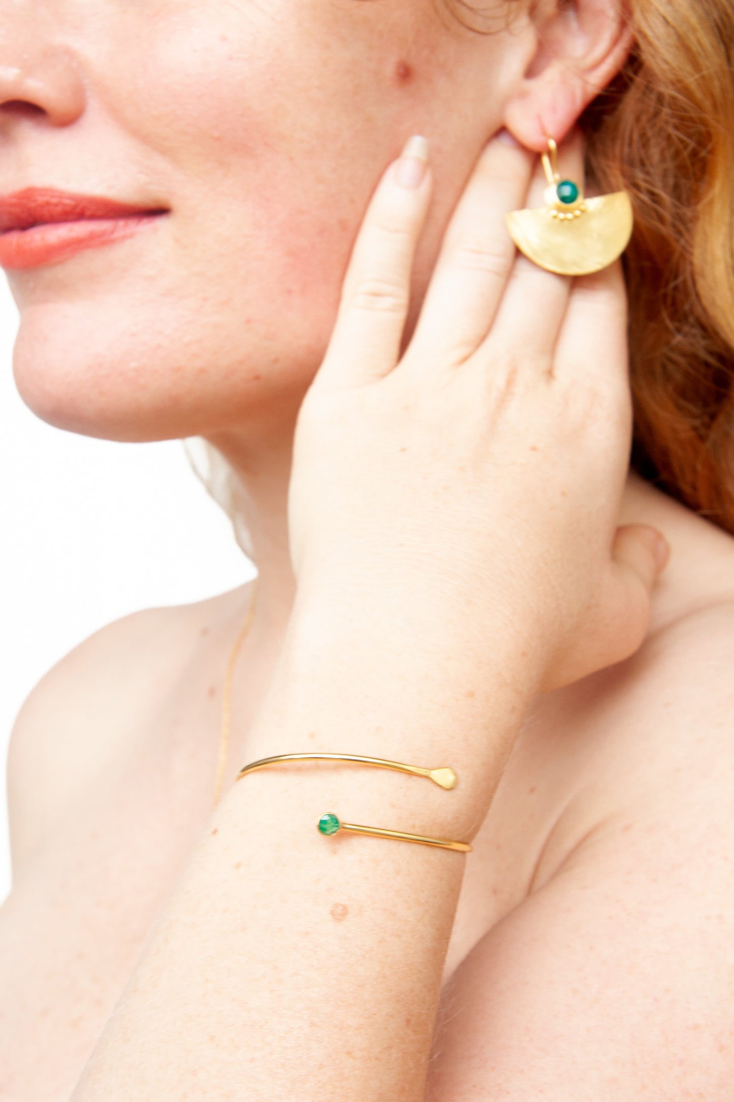 Euro Gold cuff bangle with gem- A63