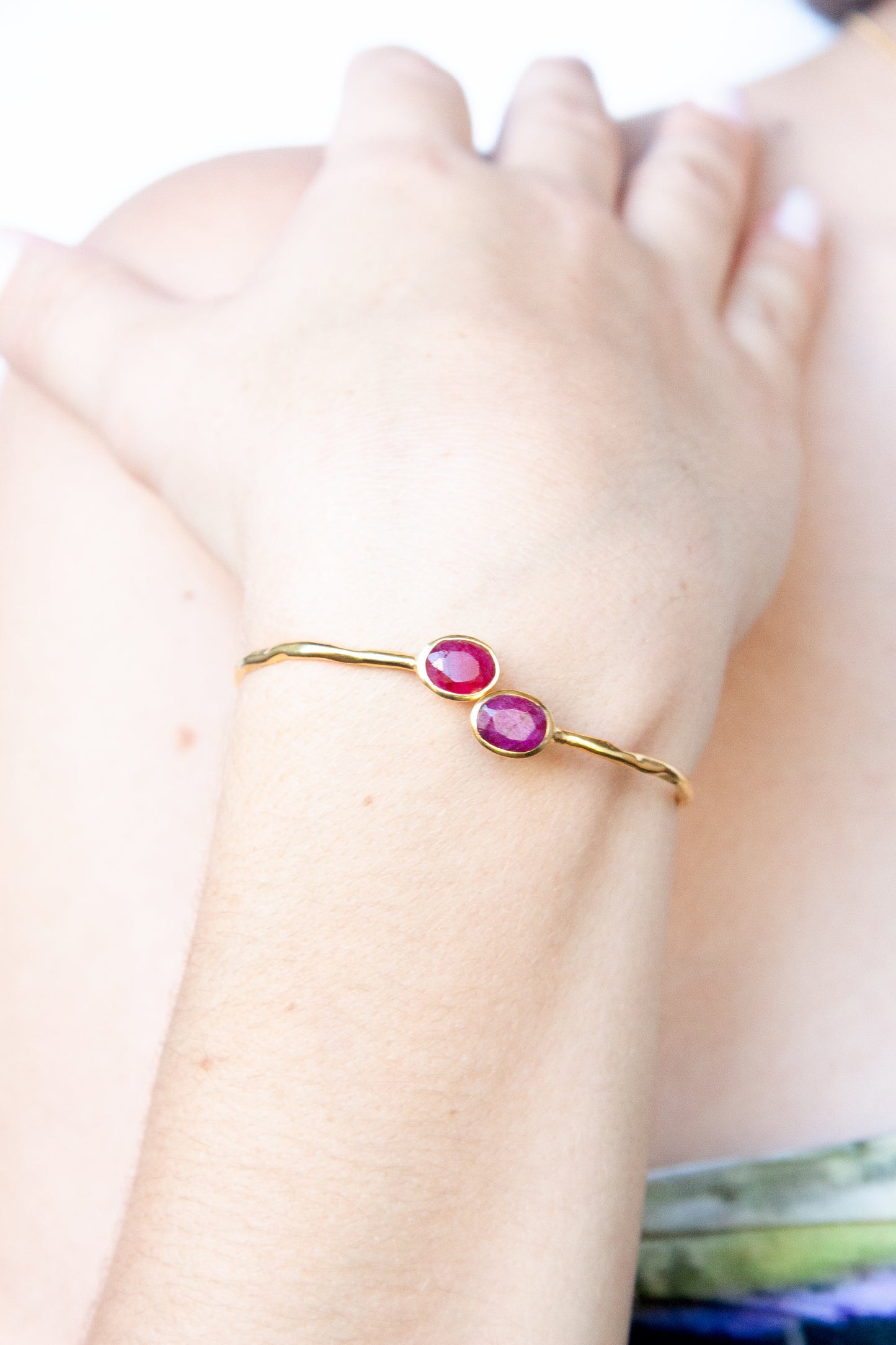 Euro Gold cuff bangle with gems- A21