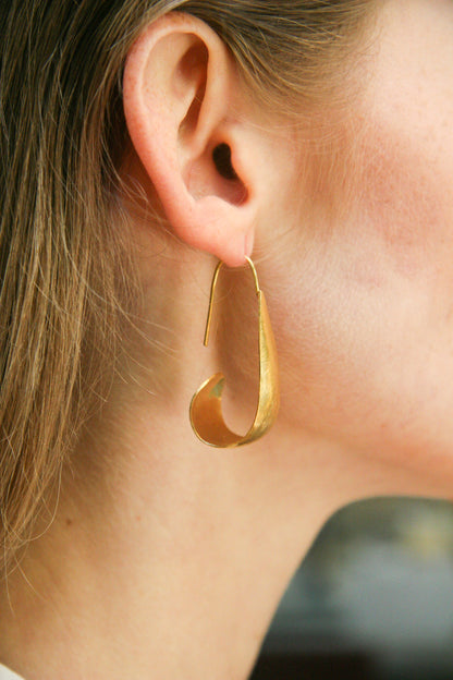 Euro Gold Drop Hoop Earrings B29