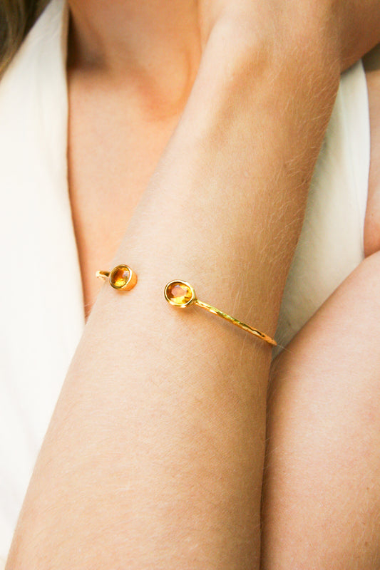 Euro Gold cuff bangle with gems- A21