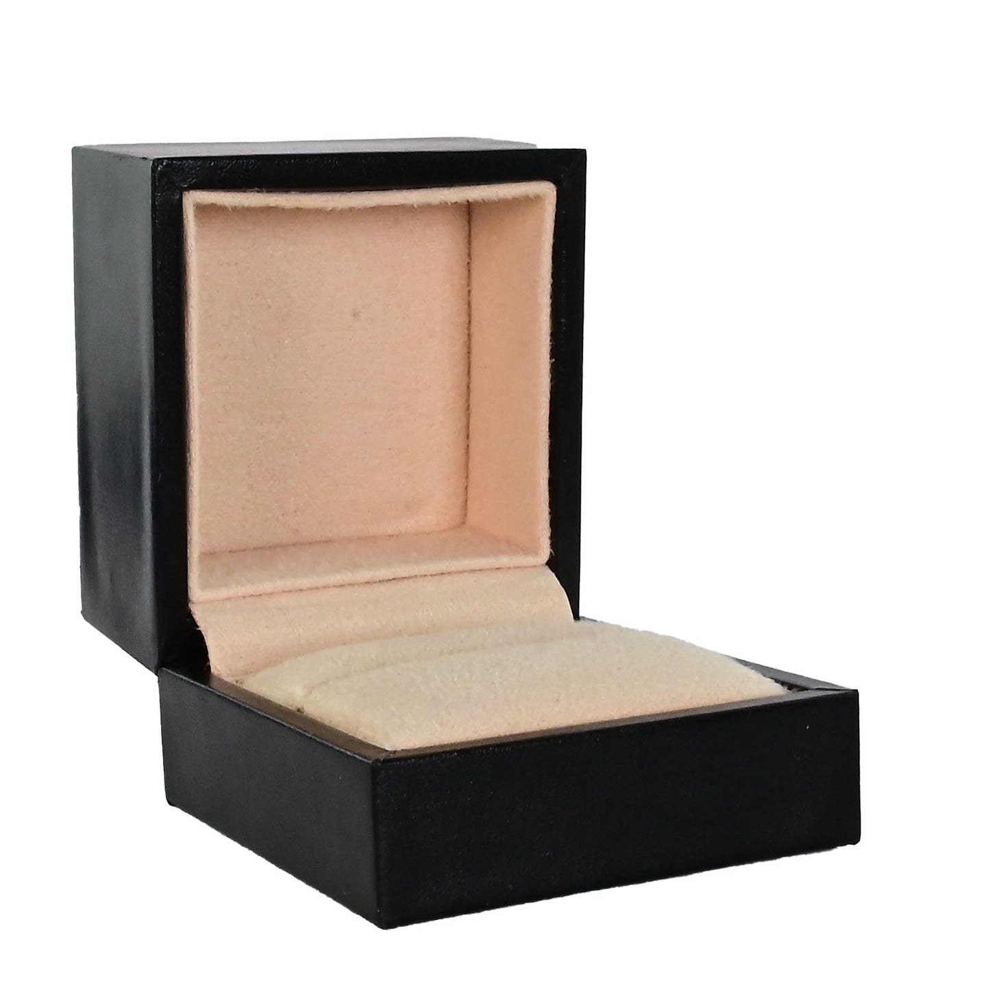 Luxury pu leather and suede ring box.   H5 x W6 x D6cm