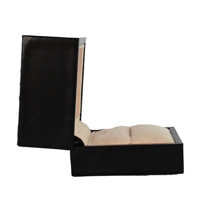 Luxury pu leather and suede ring box.   H5 x W6 x D6cm