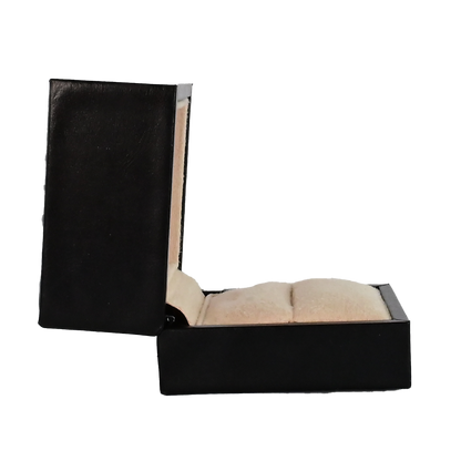 Luxury pu leather and suede ring box.   H5 x W6 x D6cm