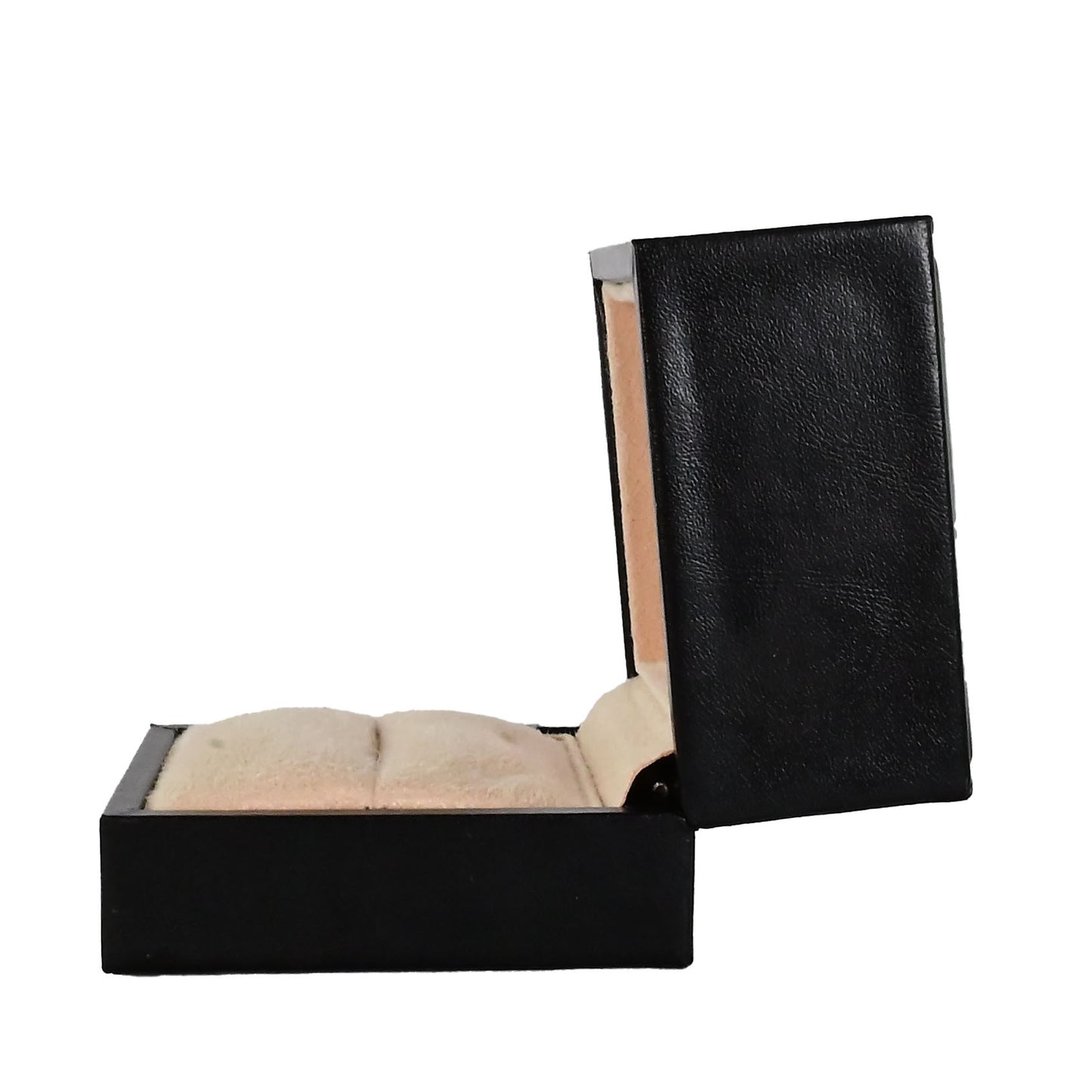 Luxury pu leather and suede ring box.   H5 x W6 x D6cm