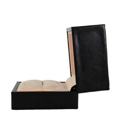 Luxury pu leather and suede ring box.   H5 x W6 x D6cm