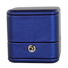 Luxury navy pu leather and velvet ring box.   6.6 x 8 x 4.4 cm