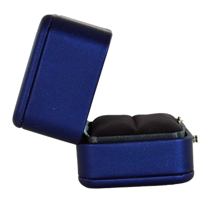 Luxury navy pu leather and velvet ring box.   6.6 x 8 x 4.4 cm