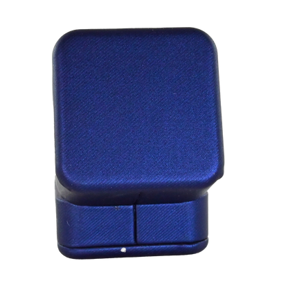 Luxury navy pu leather and velvet ring box.   6.6 x 8 x 4.4 cm