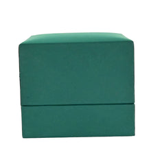 Luxury Emerald Green leather and silk ring box.  6 x 6 x 5.5 cm