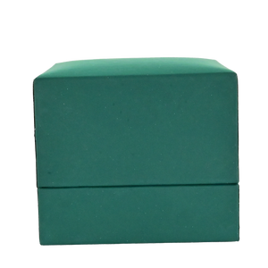 Luxury Emerald Green leather and silk ring box.  6 x 6 x 5.5 cm