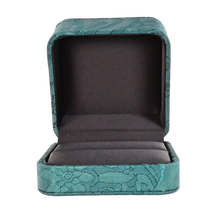 Luxury Emerald Silk Brocade Ring box.  7.5 x 7.5 x 5 cm