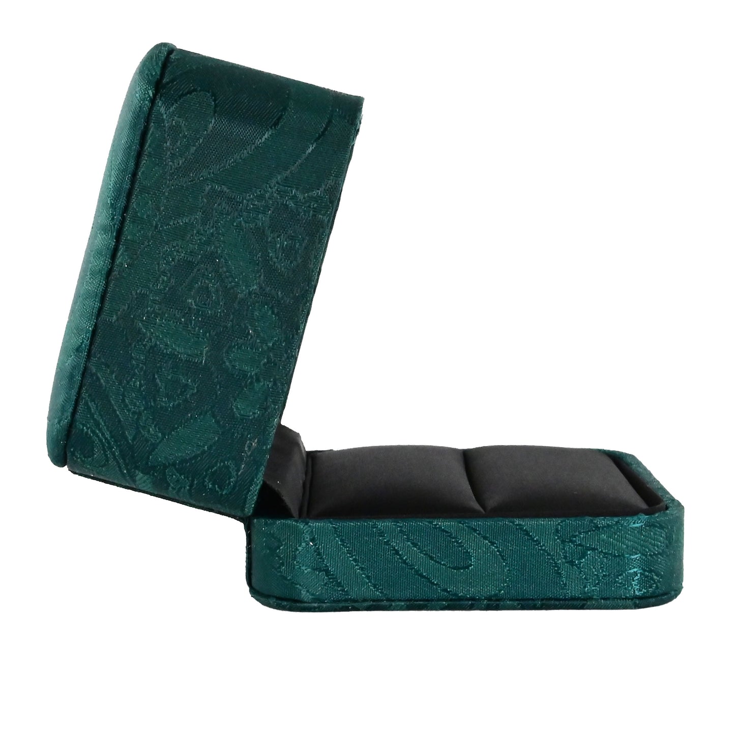 Luxury Emerald Silk Brocade Ring box.  7.5 x 7.5 x 5 cm