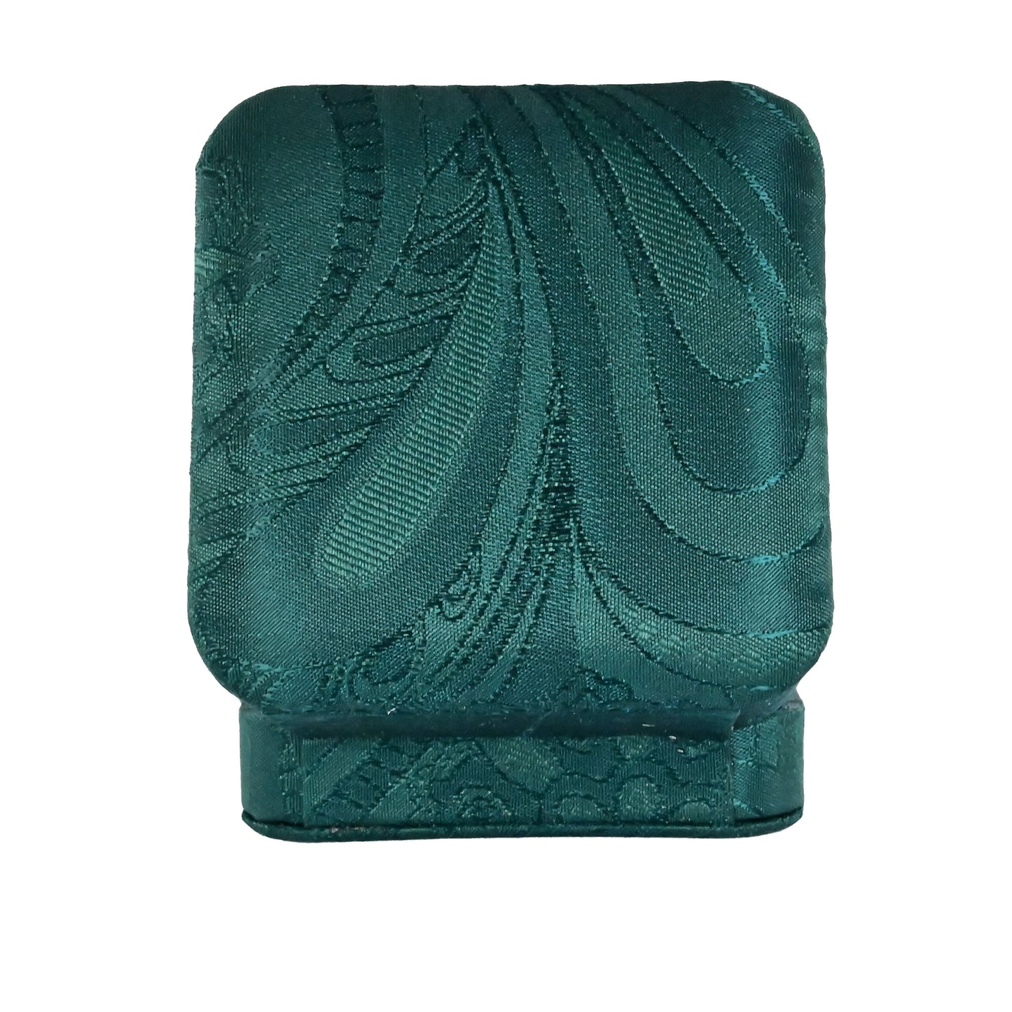 Luxury Emerald Silk Brocade Ring box.  7.5 x 7.5 x 5 cm