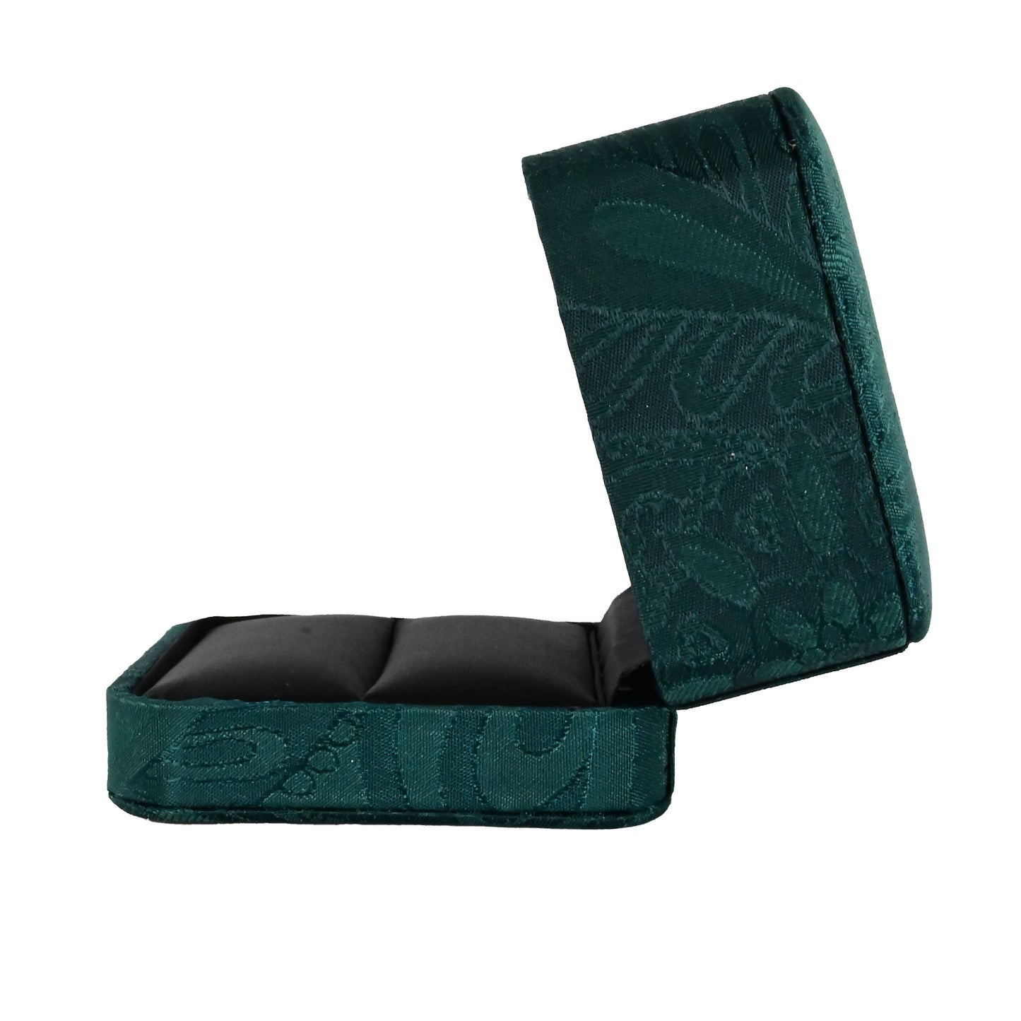 Luxury Emerald Silk Brocade Ring box.  7.5 x 7.5 x 5 cm