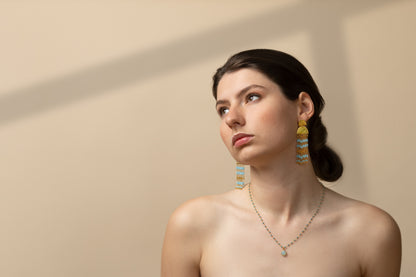 Euro Gold gem Cascade Earrings A307