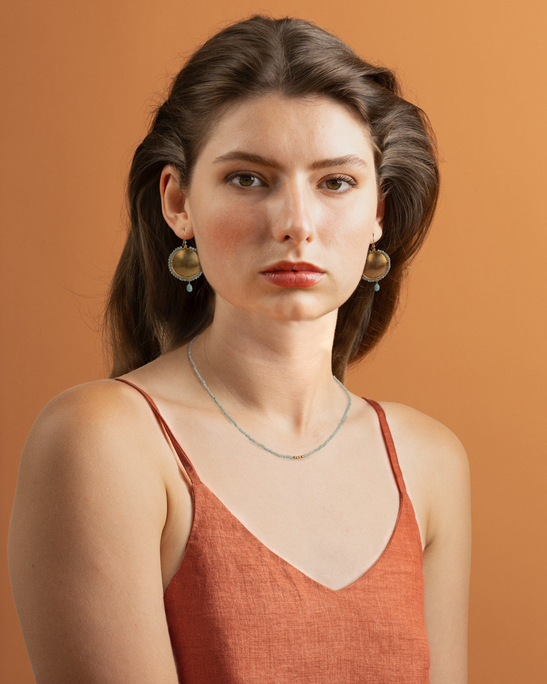 Euro Gold Gemstone Earrings- A324