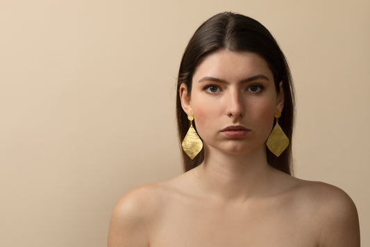 Euro Gold Stud Drop Earrings B250