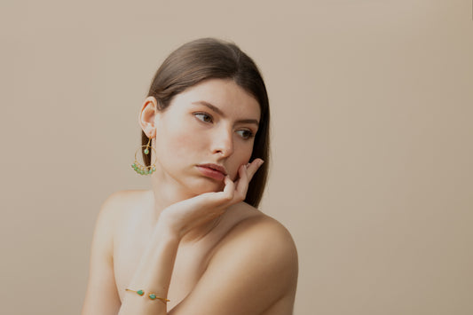 Euro Gold cuff bangle with gems- A21