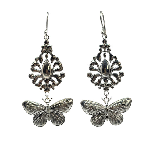 Rococo Ribbons & Butterflies RB7- Solid Sterling Silver earrings