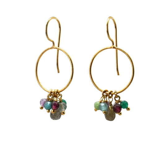 Euro Gold Double Fan Drop Earrings A193