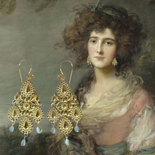 Rococo magnificent flowers and mother of pearl drops.  RB20 available for pre-order