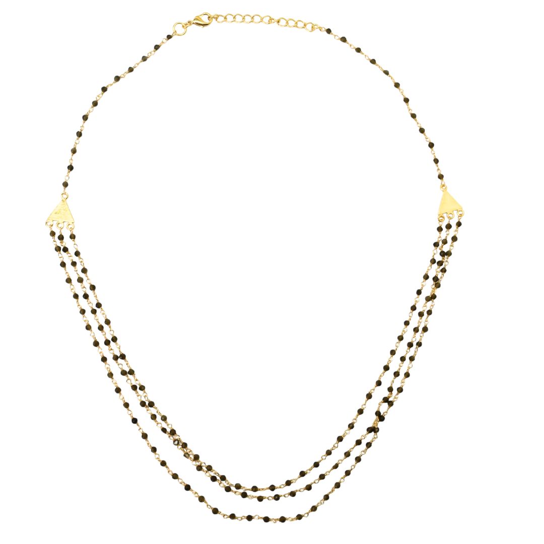 Euro gold triple gem necklaces with many gem varieties A26