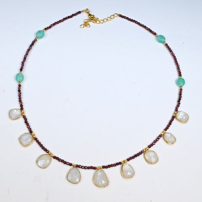 Euro Gold Gemstone Necklace 50 cm  A229