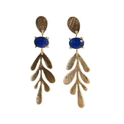 Euro Gold Leaf Earrings- Assorted Gemstones A12