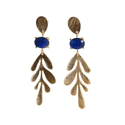 Euro Gold Leaf Earrings- Assorted Gemstones A12