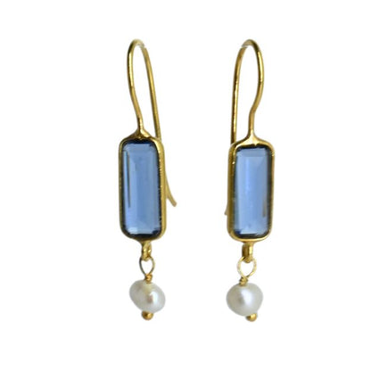 Euro Gold Gemstone Earrings- A222