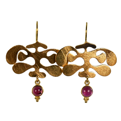 Euro Gold Gemstone Ginko Earrings A175
