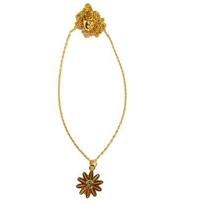 Euro gold and gemstone daisy necklace  A182