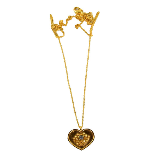 Euro gold and gemstone heart necklace  A181