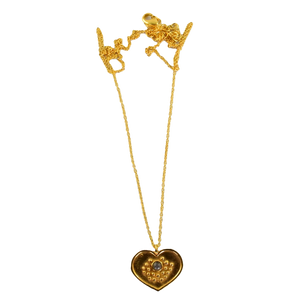 Euro gold and gemstone heart necklace  A181