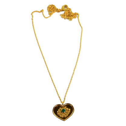 Euro gold and gemstone heart necklace  A181