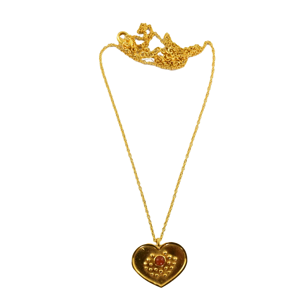 Euro gold and gemstone heart necklace  A181