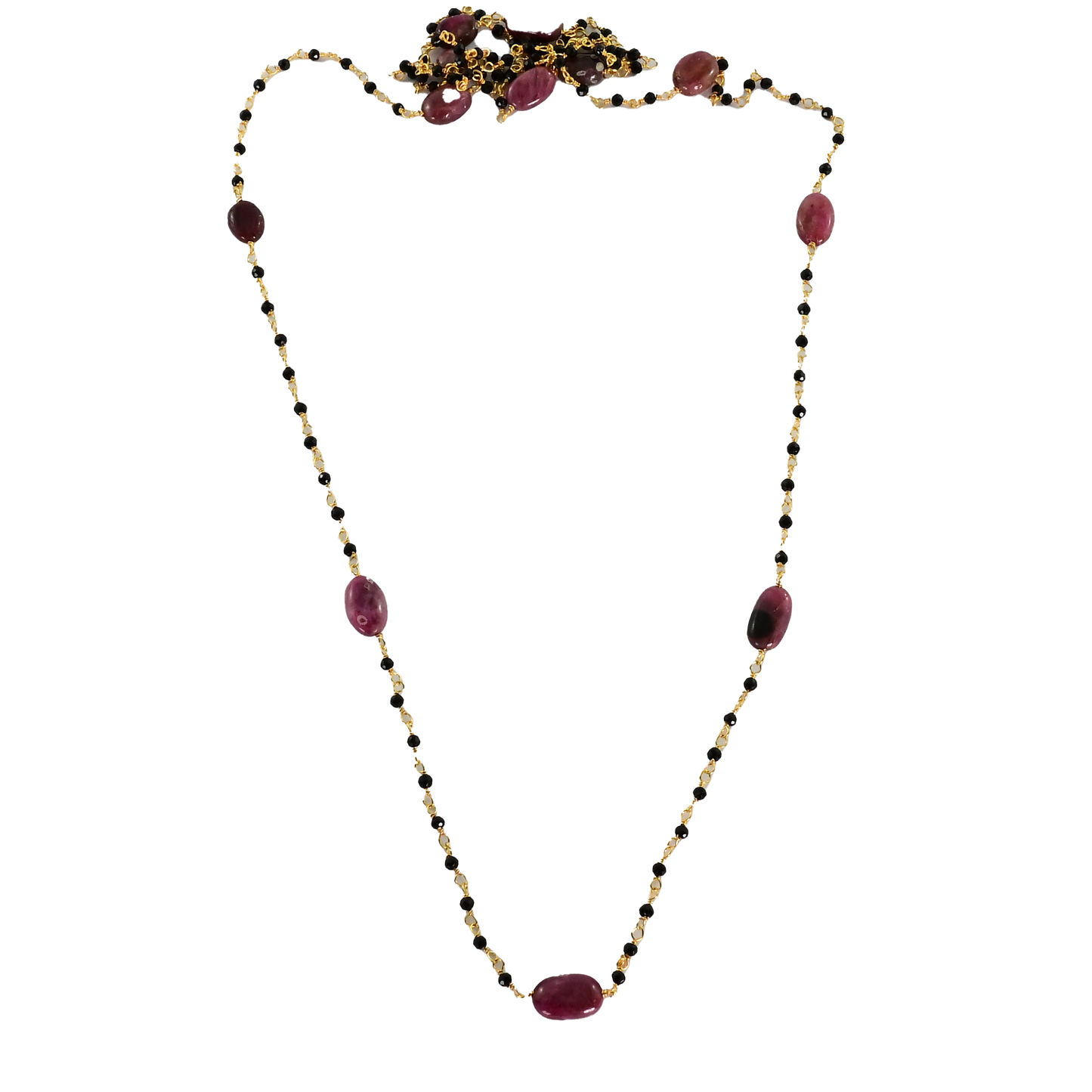 Euro gold and tourmaline and spinel necklace  A180