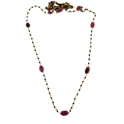 Euro gold and tourmaline and spinel necklace  A190a
